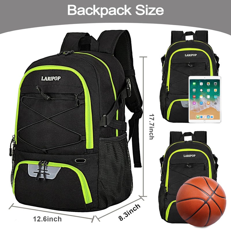 LARIPOP Basketball Bag,Basketball Backpack with Shoe Compartment and Ball Holder,Sport Bags for Soccer,Volleyball,Gym,Travel - Image 2